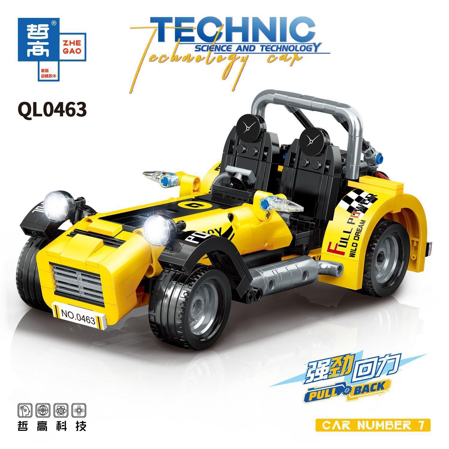 ZHEGAO QL0463 Xe đua Catelham Seven回力车 (Car Number 7) Technic 380 mảnh