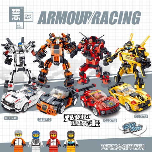 Bộ lắp ráp Robot xe đua biến hình ZHEGAO QL0712 Armour Racing, đồ chơi xếp hình sáng tạo cho bé trai 6 tuổi, giá rẻ.