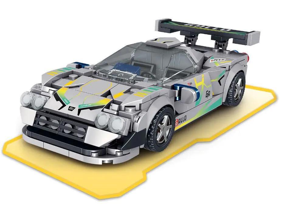 Mô hình xe Nissan GT-R ZHEGAO QL0752-3 màu xám xanh lá vàng, 295 mảnh, đồ chơi lắp ráp cho bé 6 tuổi