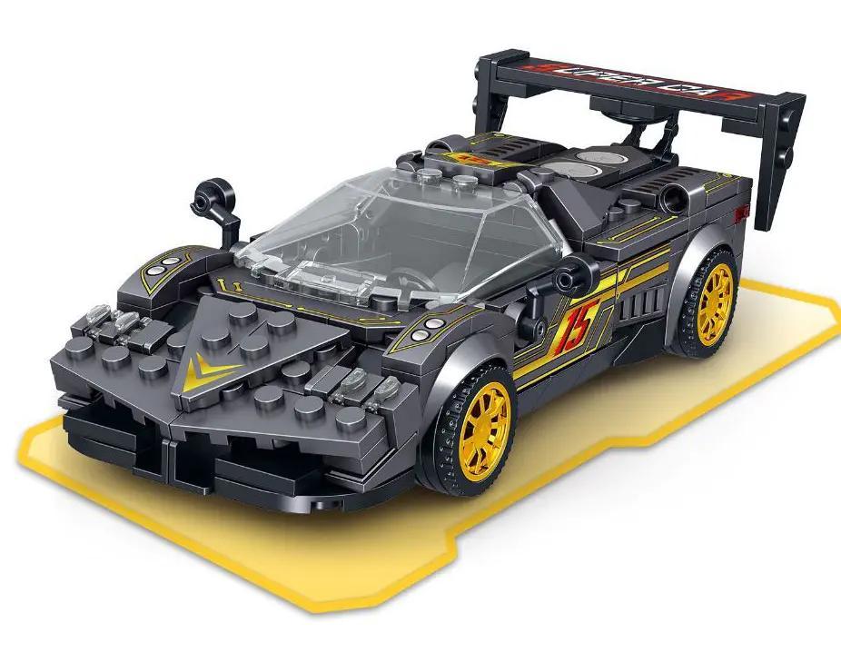 Siêu xe Pagani Zonda ZHEGAO QL0752-4 màu xám vàng, đồ chơi xe đua lắp ráp cho bé 6 tuổi
