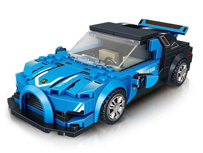 Mô hình xe đua Bugatti Chiron màu xanh đen ZHEGAO QL0753-3 nhìn từ phía trước