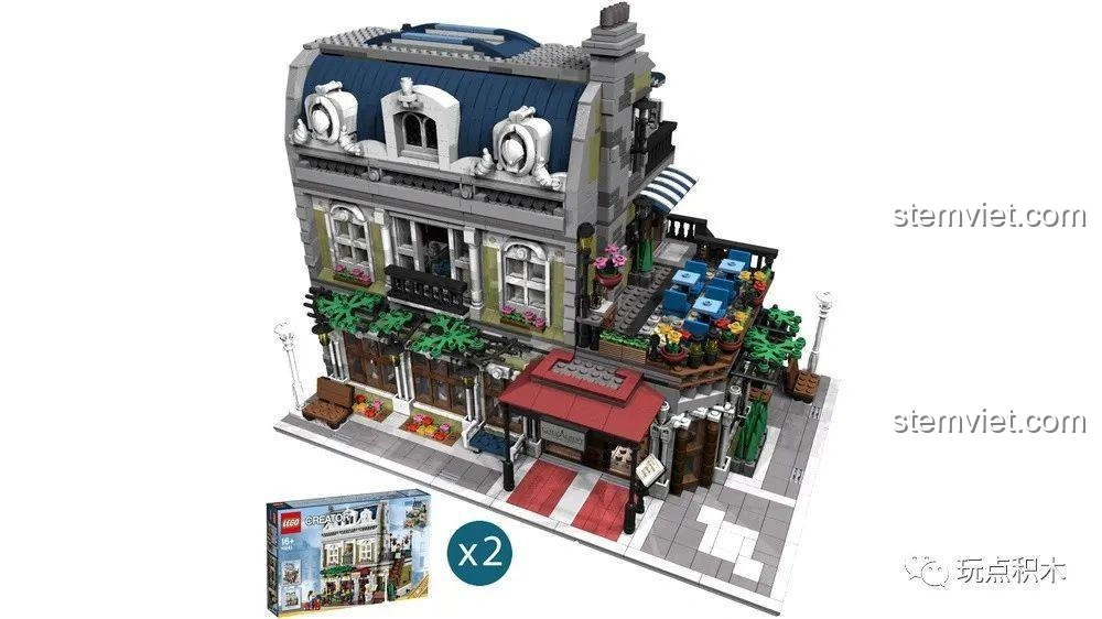 So sánh mô hình ZHEGAO QL0920 Nhà Hàng Lãng Mạn với phiên bản gốc Parisian Restaurant, cho thấy sự tương đồng và khác biệt.