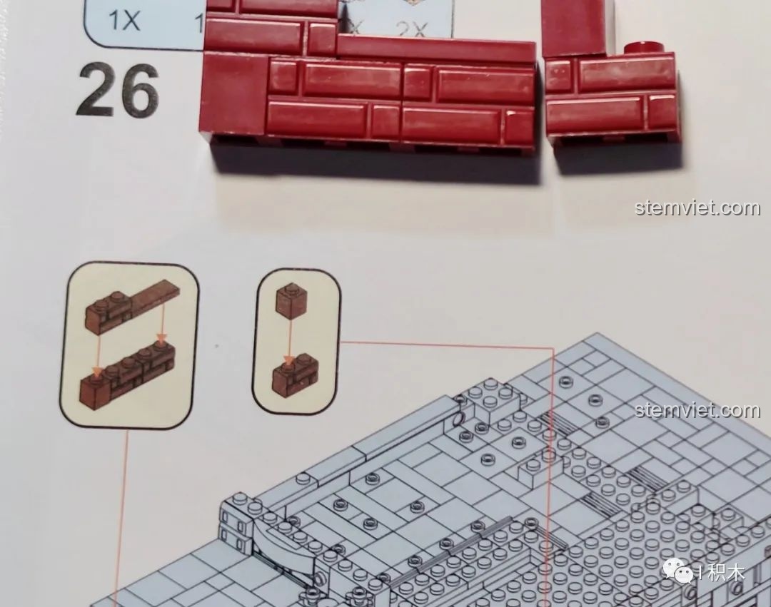 Cận cảnh một bước hướng dẫn lắp ráp chi tiết trong sách của bộ ZHEGAO QL0924 Quán Rượu Cổ.