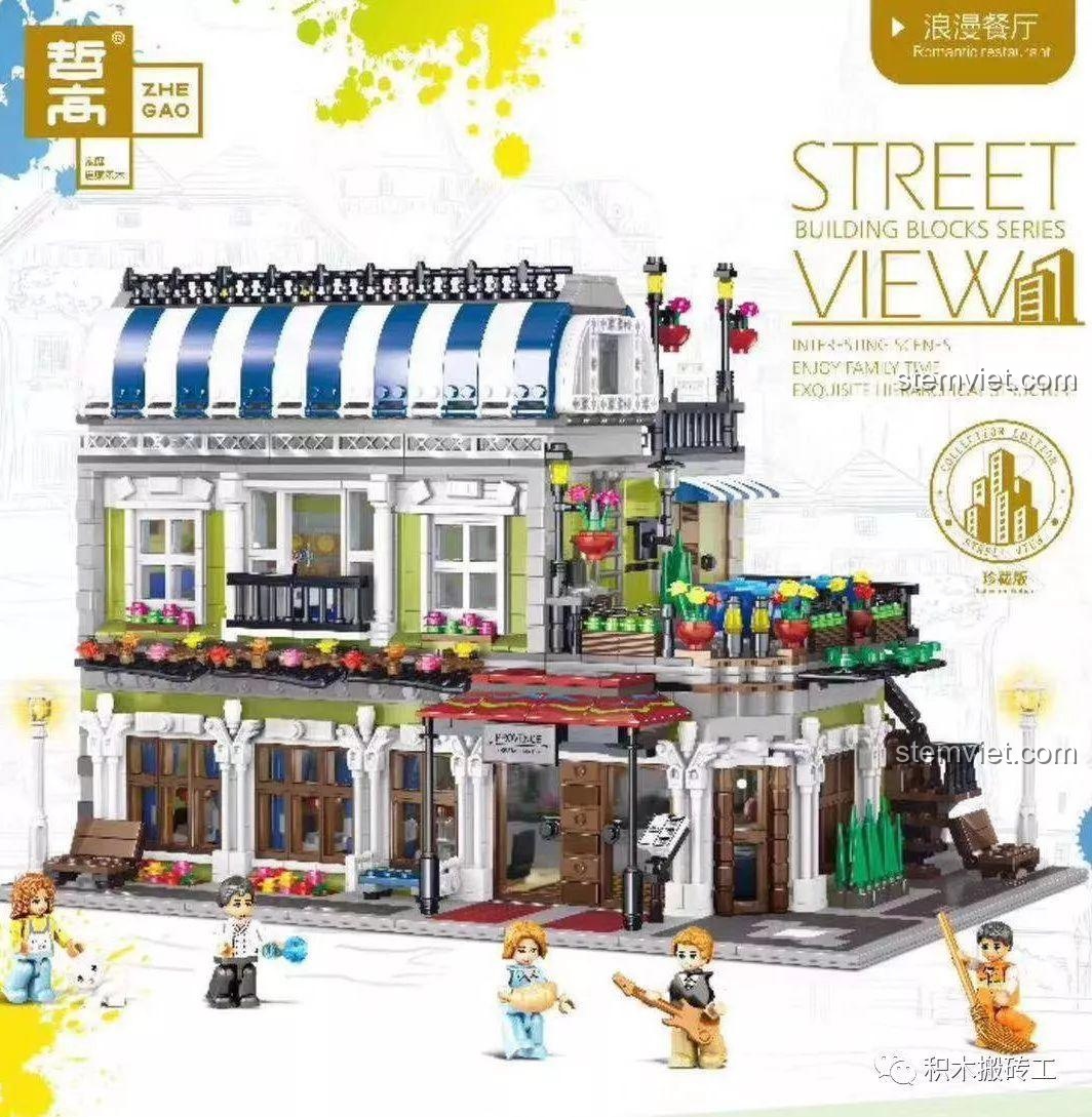 Cận cảnh mặt sau các minifigures bên phải của mô hình Kiến trúc Quán Rượu Cổ QL0924, với thiết kế cánh tay linh hoạt.