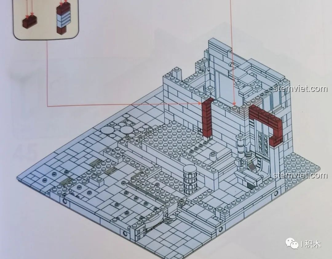 Hình ảnh hướng dẫn các bước lắp ráp nền móng của mô hình Quán Rượu Cổ ZHEGAO QL0924.