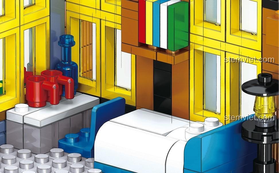 Cận cảnh khu vực bàn ăn và cửa sổ của Quán rượu Hill, thể hiện độ chi tiết cao của sản phẩm.