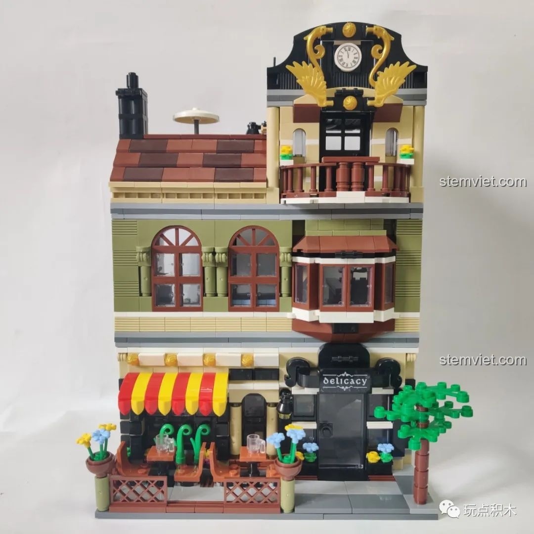 Thành phẩm hoàn chỉnh của bộ lắp ráp Zhegao QL0937 Nhà Hàng Trung Hoa, mô hình 3 tầng đẹp mắt.