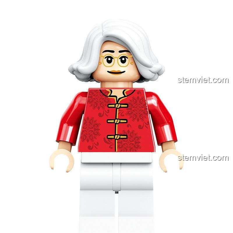 Minifigure bà trong đồ chơi xếp hình ZHEGAO QL0957 Ngôi nhà đón Tết, thiết kế tỉ mỉ, mang lại niềm vui cho bé trai và bé gái 6 tuổi.