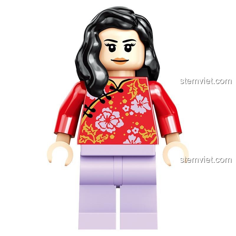Minifigure người phụ nữ trong đồ chơi xây dựng Đại Gia Đình Đoàn Viên Đón Tết ZHEGAO, chi tiết tinh xảo, món quà đáng tiền cho bé 6 tuổi.
