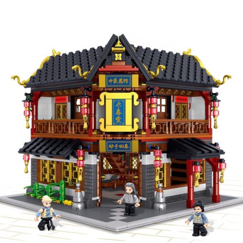 Bộ lắp ghép Nhà thuốc Vĩnh Xuân Đường Zhegao QL0977, mô hình kiến trúc Trung Hoa cổ điển với 2529 chi tiết, phù hợp cho bé trai và bé gái trên 6 tuổi.