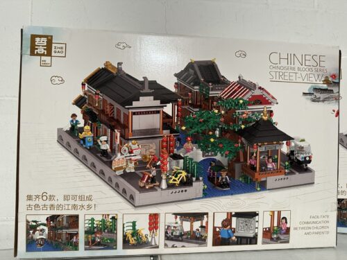 Hộp đồ chơi lắp ráp ZHEGAO QL0989 Phố cổ Giang Nam, sa bàn lớn kết hợp từ 6 bộ, quà cho bé 6 tuổi.