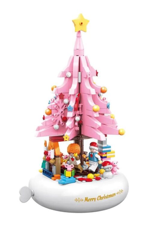 Bộ đồ chơi ZHEGAO QL1023 Cây Thông Noel Màu Hồng, mô hình hộp nhạc Giáng Sinh lung linh cho bé gái 6 tuổi, giá tốt.