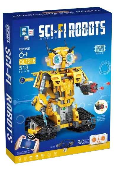Hộp bộ đồ chơi lắp ráp Robot Khoa Học Viễn Tưởng Zhegao QL1216 513 mảnh ghép có điều khiển từ xa và đèn LED, phù hợp bé trai 6 tuổi, giá tốt