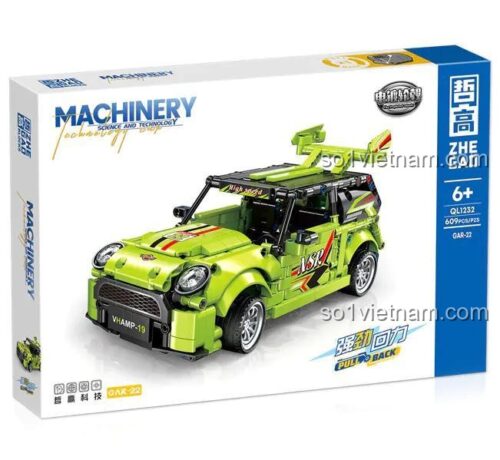 Hộp bộ lắp ghép ZHEGAO QL1232 Xe đua CAR-22 hồi lực, 609 mảnh ghép, chất lượng cao, cho bé trai 6 tuổi