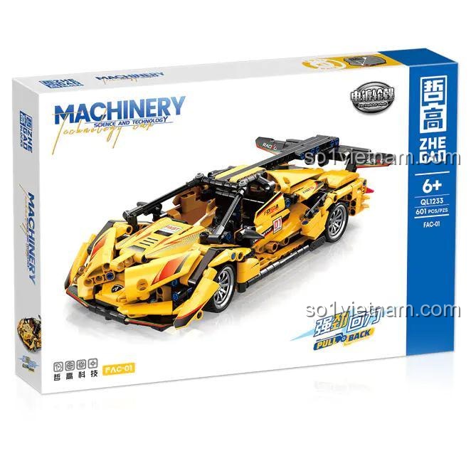 Mô Hình Xe Lamborghini FAC-01 QL 1233, Xe Đua Kéo Lùi FAC-01 1233, hộp sản phẩm, 601 chi tiết, giá rẻ