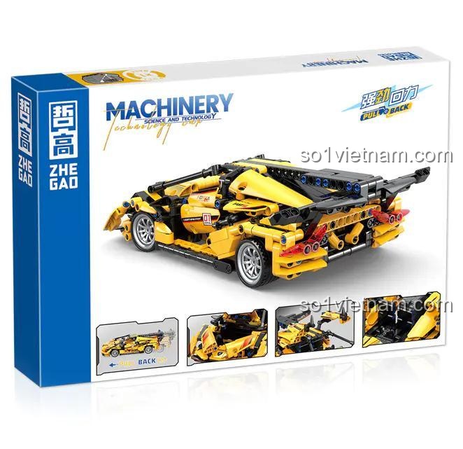 bộ lắp ráp ZHEGAO Siêu Xe Đua Lamborghini FAC-01, đồ chơi mô hình QL1233 Xe Đua Thể Thao FAC-01, hộp sản phẩm, kích thước hộp, đáng tiền