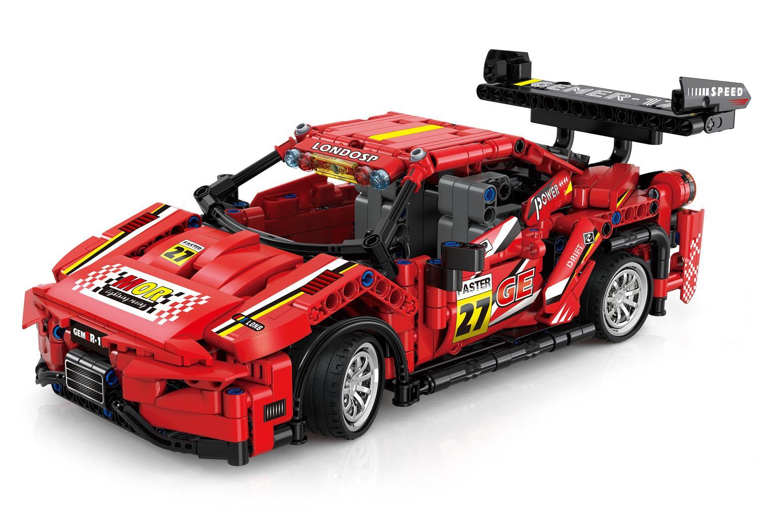 bộ lắp ráp Xe Đua Ferrari 488 Zhegao QL1235 với động cơ kéo lùi mạnh mẽ, món đồ chơi hấp dẫn cho bé trai 6 tuổi.