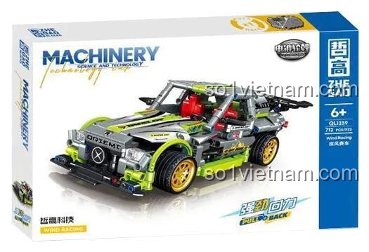 Hộp đồ chơi lắp ráp ZHEGAO QL1239 Xe Đua Hồi Lực, bộ khối lắp ghép cho bé trai 6 tuổi, chất lượng cao