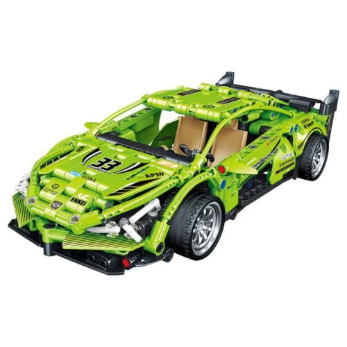 bộ lắp ráp Siêu xe thể thao kéo lùi ZHEGAO QL1243 màu xanh lá nổi bật, đồ chơi mô hình xe đua cho bé trai 6 tuổi, giá tốt