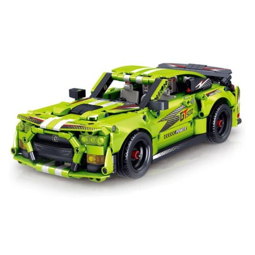 Xe thể thao ZHEGAO QL1244 màu xanh lá, 613 chi tiết, có động cơ dây cót, phù hợp cho bé trai 6 tuổi