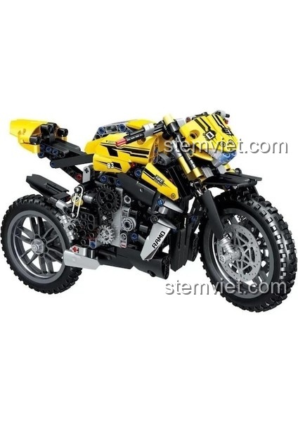 Kích thước mô hình xe máy Ducati Streetfighter ZHEGAO QL1262, hiển thị chiều dài, chiều rộng, chiều cao, đồ chơi lắp ráp cho bé trai 6 tuổi