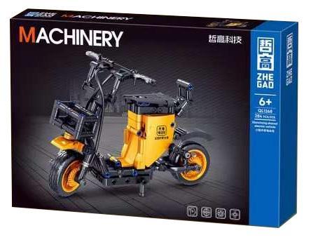 Hộp sản phẩm bộ lắp ráp xe điện đạp trợ lực Zhegao QL1268 màu cam, 284 mảnh ghép, tương thích LEGO® Technic, dành cho bé trai 6 tuổi, giá rẻ.