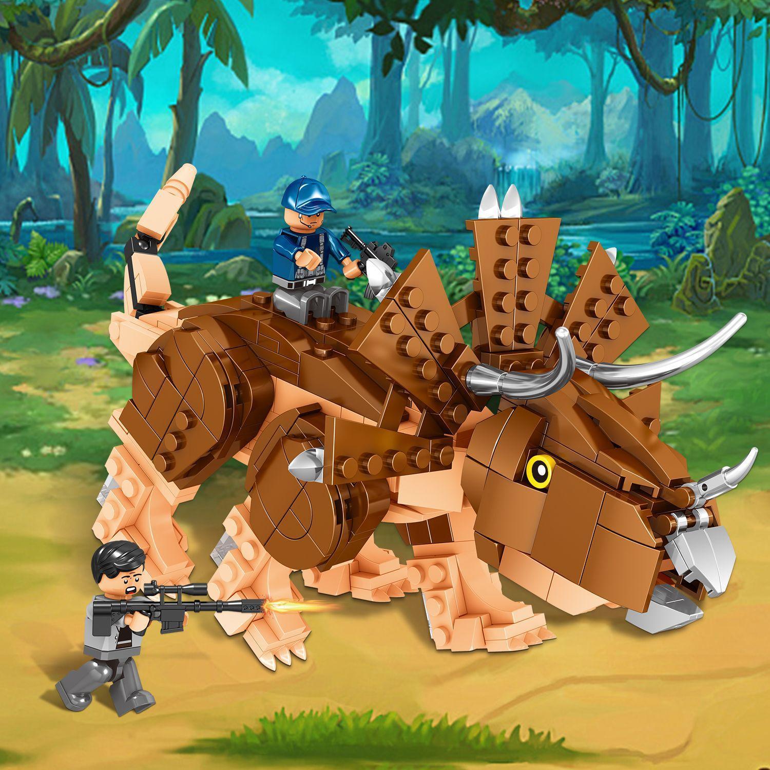 Bộ đồ chơi Khủng long Tái hiện Tam giác ZHEGAO QL1735 với 2 minifigure và khủng long bạo chúa