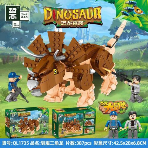 Hộp sản phẩm bộ đồ chơi Khủng long Tái hiện Tam giác ZHEGAO QL1735