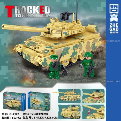 Mô hình xe tăng chiến đấu chủ lực VT-4 ZHEGAO QL2127 đã lắp ráp cùng minifigure