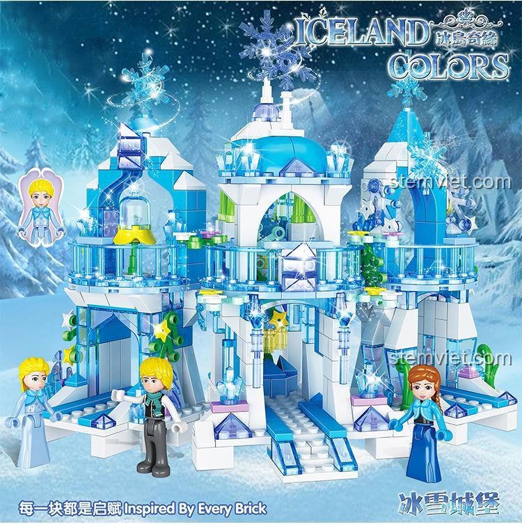 Bộ lắp ghép QL2217 Lâu đài Iceland Colors, thiết kế độc đáo, kích thích trí tưởng tượng của bé gái.
