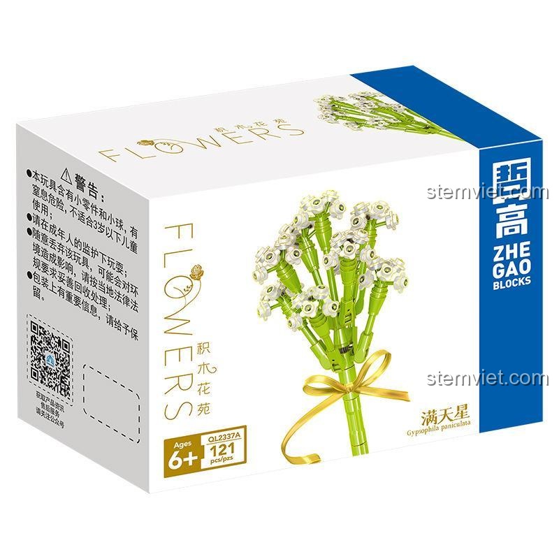 Bó hoa lắp ghép ZHEGAO QL2337A màu hồng