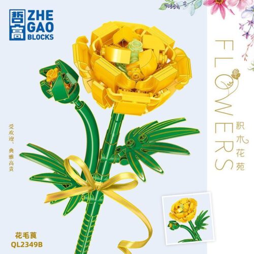 ZHEGAO QL2349B bó hoa mao lương vàng, đồ chơi lắp ghép hoa, đồ chơi sáng tạo cho bé gái, 115 mảnh, phù hợp 6 tuổi
