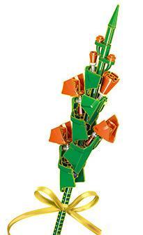 Bó hoa ZHEGAO QL2358B lắp ghép 64 mảnh, đồ chơi sáng tạo cho bé gái 6 tuổi, màu xanh lá, đỏ, tím