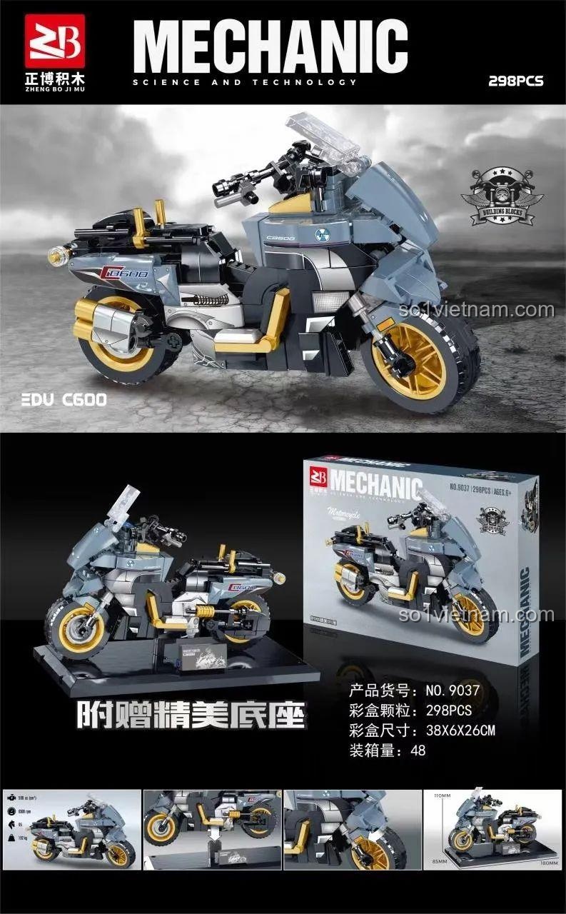 Mô hình Xe máy BMW C600 lắp ráp từ bộ đồ chơi Zhegbo 9037