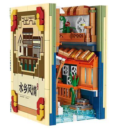 Bộ lắp ghép Góc Sách Phố Cổ Thủy Trấn Zhengbo 6778 có đèn LED, đồ chơi mô hình kiến trúc tinh xảo cho bé 6 tuổi, giá tốt