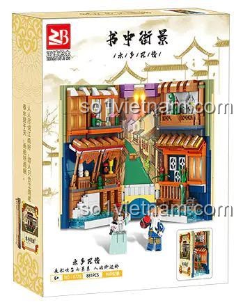 Hộp bộ đồ chơi Góc Sách Thủy Trấn Zhengbo 6778, 881 chi tiết, phù hợp bé trai và bé gái 6 tuổi