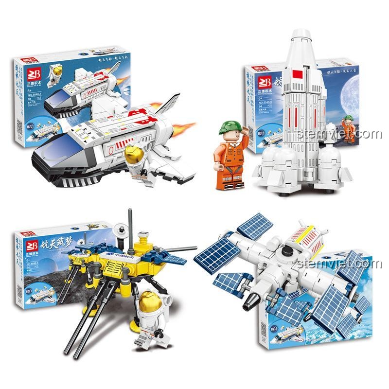 Bộ lắp ghép Zhengbo 8048, đồ chơi mô hình không gian với minifigure phi hành gia, phát triển tư duy sáng tạo cho bé trai 6 tuổi.