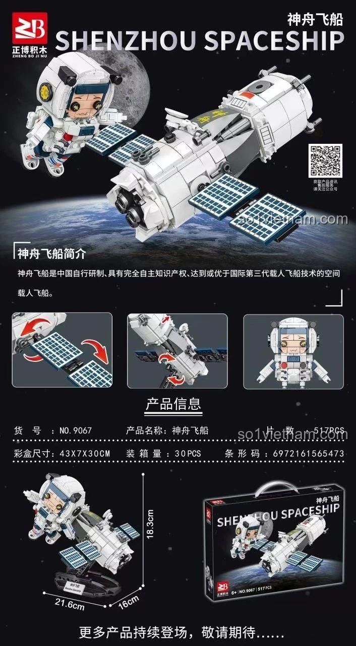 đồ chơi mô hình Tàu Vũ Trụ Thần Châu Zhengbo 9067 có minifigure phi hành gia cho bé trai 6 tuổi