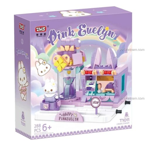 Hộp sản phẩm bộ lắp ghép Cửa hàng Trang phục Pink Evelyn T1011-2 Zhi Meng Shu cho bé gái 6 tuổi, mô hình thời trang chi tiết, lắp được 4 kiểu, giá tốt