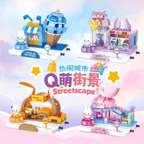 Bộ đồ chơi Pink Evelyn - Khu vui chơi giải trí ZMS T1011-4, 292 mảnh, lắp ráp 4 mô hình, dành cho bé gái 6 tuổi, màu hồng chủ đạo, thế giới thần tiên, giá tốt