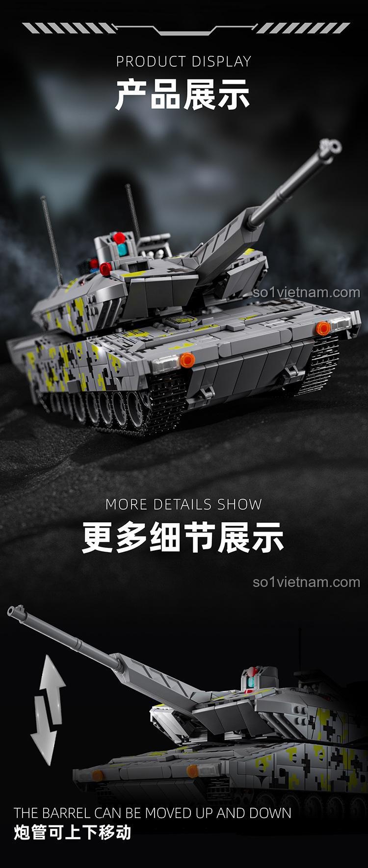 Chi tiết phần đuôi xe tăng KF51 Panther 12GO 96001, bộ lắp ghép quân sự, đồ chơi giáo dục cho bé trai, giá tốt