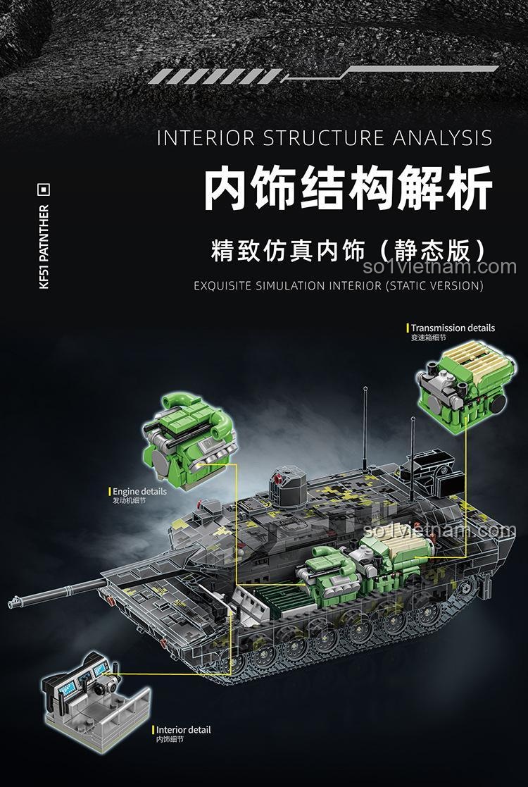 Chi tiết tháp pháo xe tăng KF51 Panther 12GO 96001, bộ lắp ghép quân sự, đồ chơi tương tác cho bé trai, giá tốt