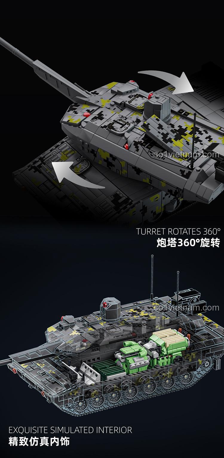 Chi tiết thiết kế xe tăng KF51 Panther 12GO 96001, bộ lắp ghép quân sự, đồ chơi STEM cho bé trai, giá tốt