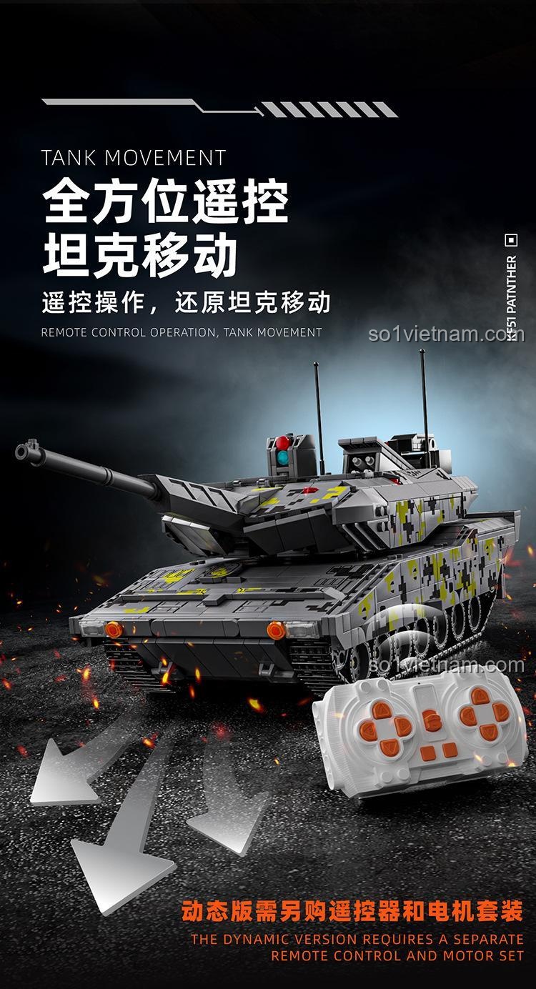 Chi tiết hệ thống truyền động xe tăng KF51 Panther 12GO 96001, bộ lắp ghép quân sự, đồ chơi STEM cho bé trai, giá tốt
