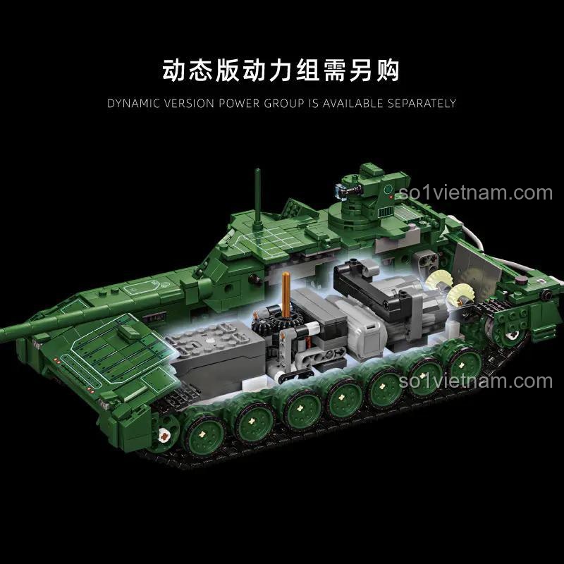 Mô hình xe tăng chiến đấu chủ lực T-14 Armata 12GO 96003, bộ đồ chơi lắp ghép quân sự cho bé trai 6 tuổi, chi tiết động cơ