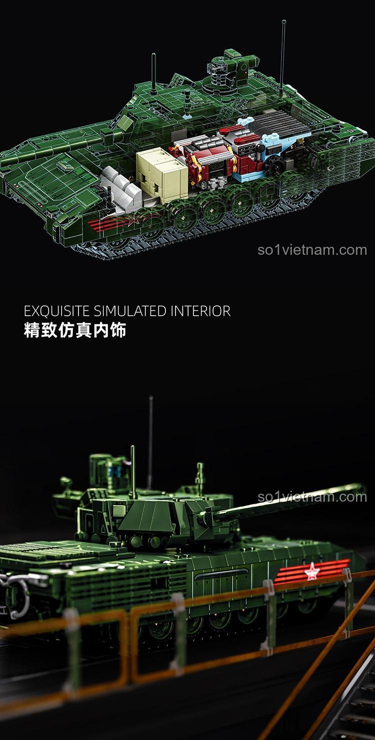 Tổng thể mô hình xe tăng chiến đấu chủ lực T-14 Armata 12GO 96003, bộ đồ chơi lắp ghép quân sự cho bé trai 6 tuổi