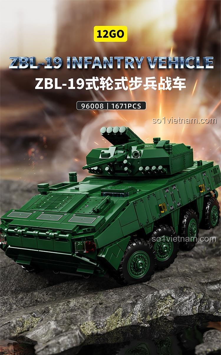Mô hình xe chiến đấu bộ binh ZBL-19 12GO 96008, đồ chơi mô hình quân sự chất lượng cao cho bé trai 6 tuổi, giá tốt