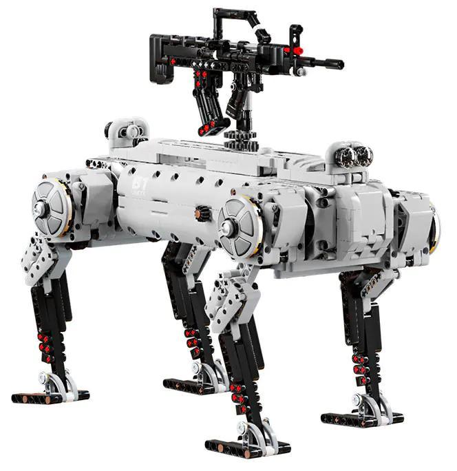 Robot chó máy không người lái 12GO 96009, bộ lắp ghép 1613 mảnh, đồ chơi mô hình robot chiến đấu, đồ chơi giáo dục cho bé trai 6 tuổi, có súng đồ chơi, điều khiển từ xa