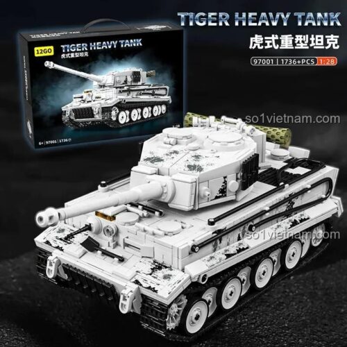 đồ chơi mô hình Xe Tăng Tiger Hạng Nặng 12GO 97001, bộ xếp hình quân sự 1802 chi tiết, quà tặng con trai 6 tuổi
