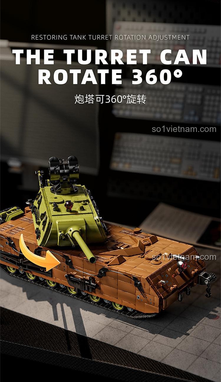 12GO 98001, Xe Tăng Siêu Nặng Panzer VII Maus 12GO, đồ chơi lắp ráp, ưu đãi tốt